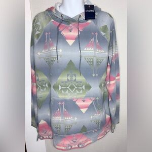 NWT Chaps southwestern waffle thermal pullover hoodie women XL